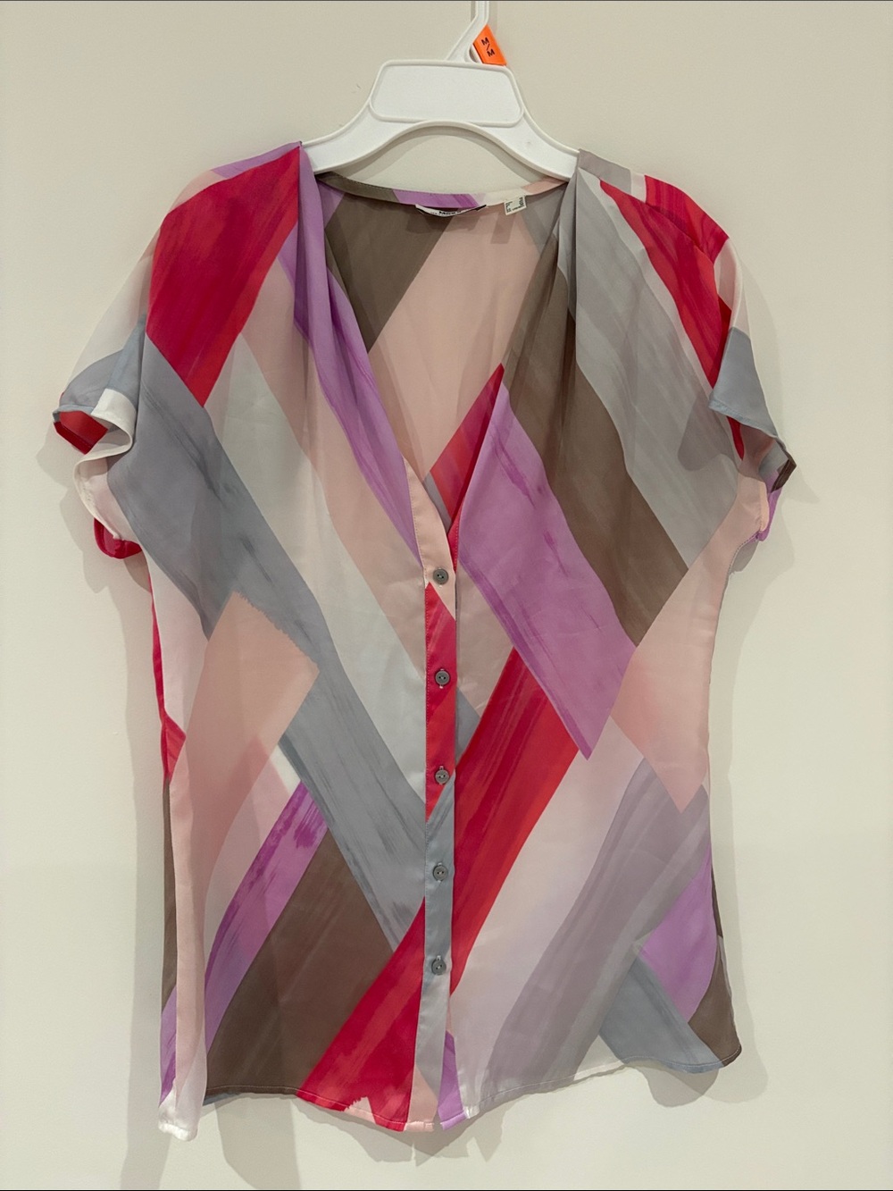 Mexx Pink, Red & Lavender Abstract Stripe Blouse
